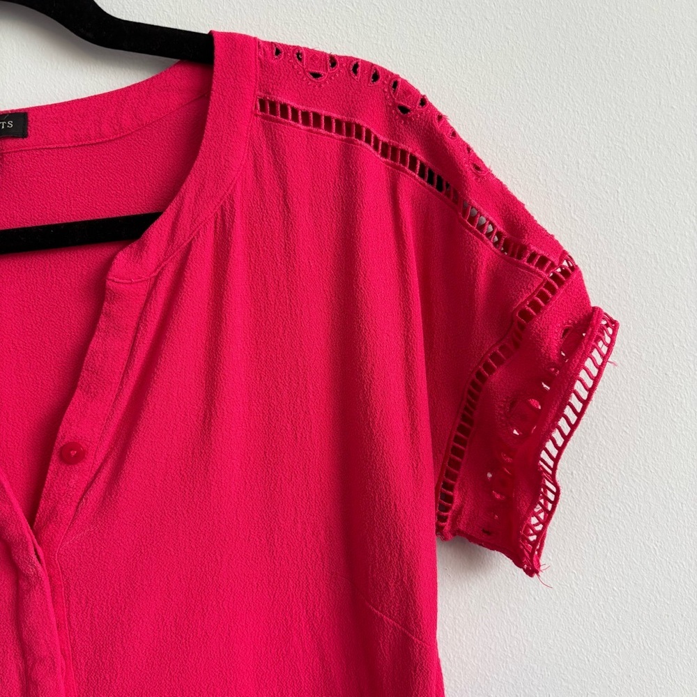 Talbots Pink Blouse with Lace Detail